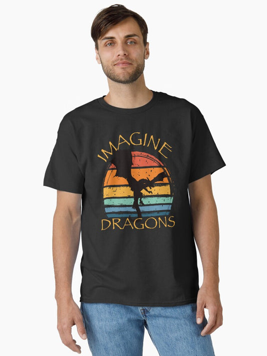 Imagine Fantasy Dragons Vintage Style Classic T-Shirt