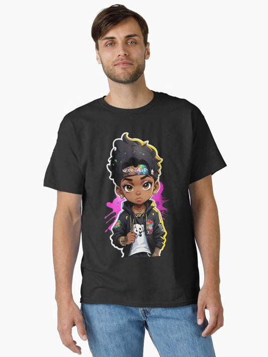 Cute Black Hip-Hop Anime Character Classic T-Shirt Style001