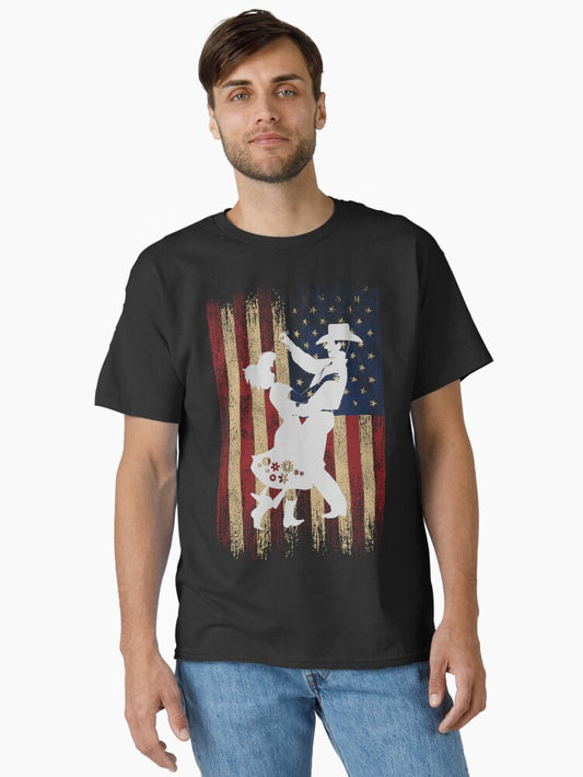old time dancing and vintage USA flag Classic T-Shirt