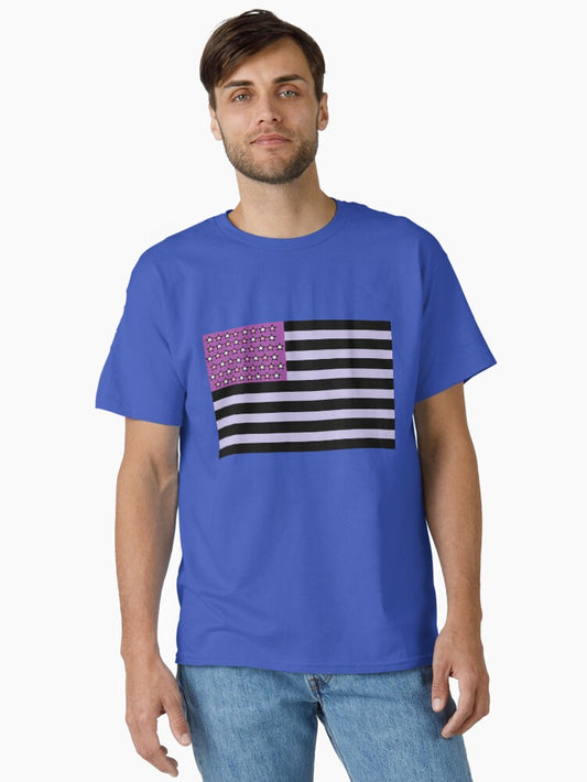 Purple and Black Stripes, US American Flag Classic T-Shirt