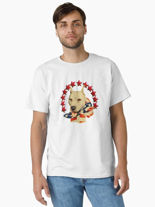 Vintage Pitbull Terrier US Flag Dog Classic T-Shirt