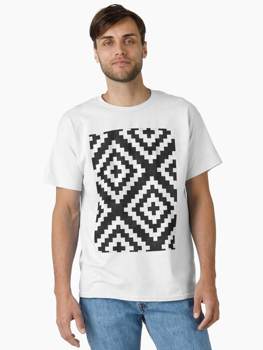 Urban Tribal Pattern No.17 - Aztec - Black and White Concrete Classic T-Shirt