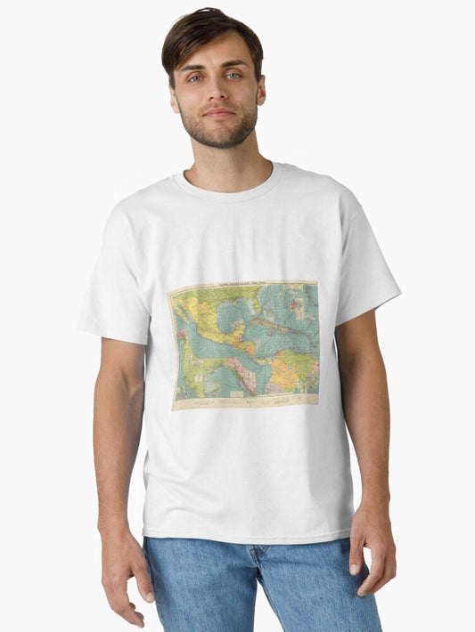 Vintage Map of Central America & Caribbean Ports Classic T-Shirt