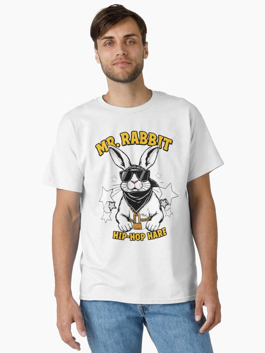 "Mr. Rabbit T-Shirt Design | Hip-Hop Hare Graphic | Cool Bunny Illustration" Classic T-Shirt