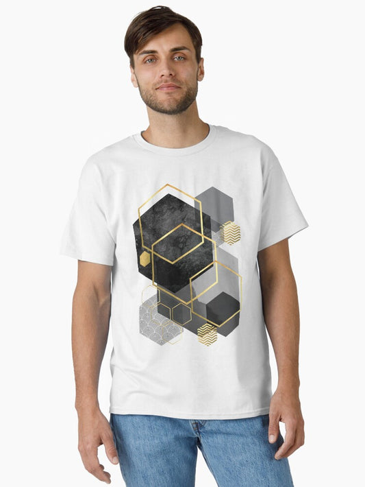 Black and Gold Geometric Classic T-Shirt