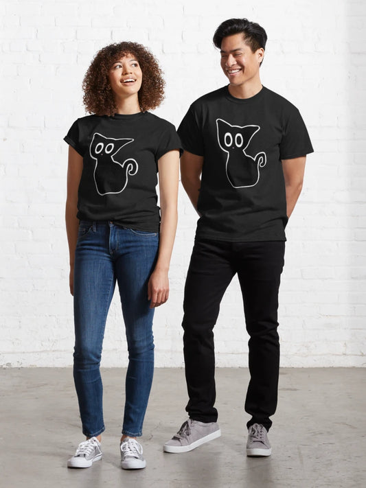 Black Cat Doodle Sticker Classic T-Shirt