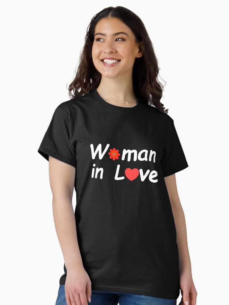 "Woman in Love" with vintage orange abstract flower Classic T-Shirt