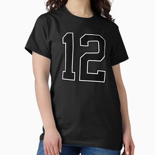 Black Number 12 lucky sports jersey twelve Classic T-Shirt