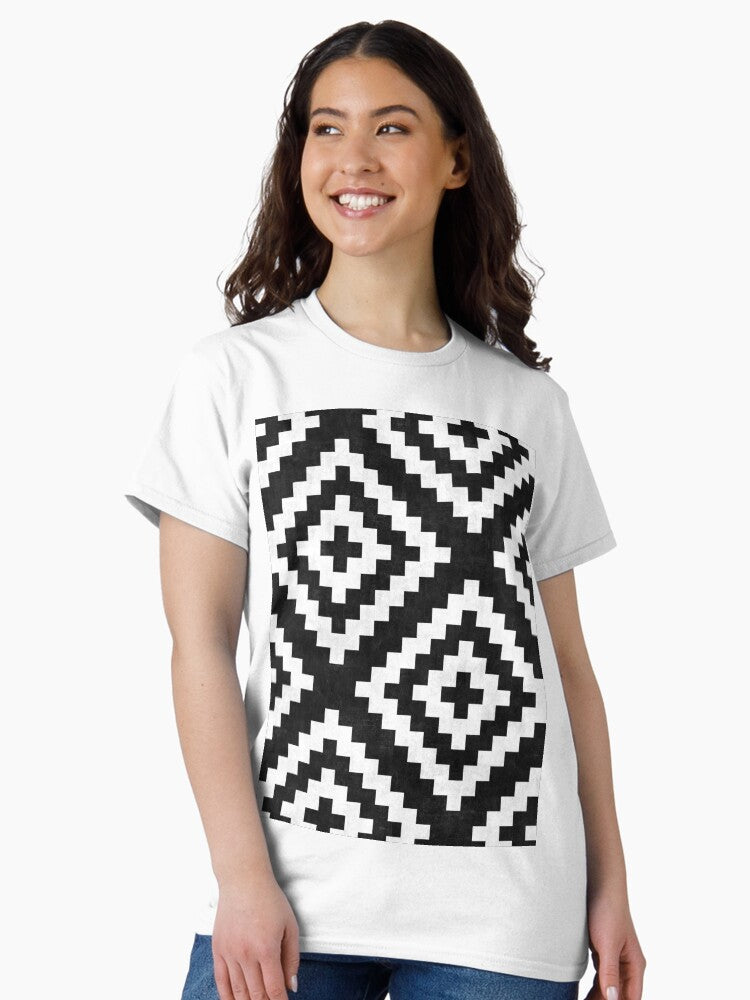 Urban Tribal Pattern No.17 - Aztec - Black and White Concrete Classic T-Shirt