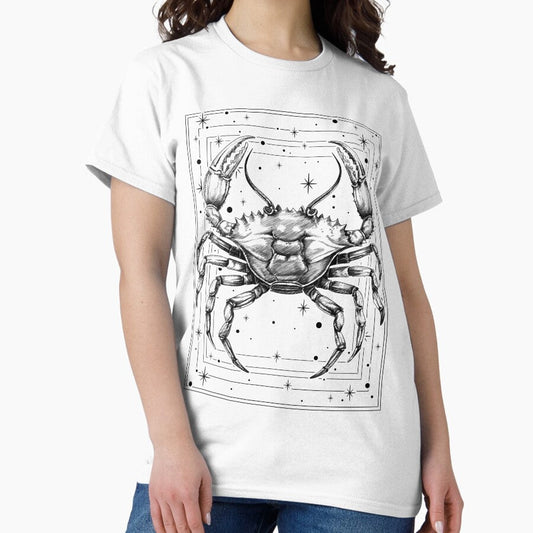 Cancer Zodiac Sign Symbol With Stars Astrology Classic T Shirt