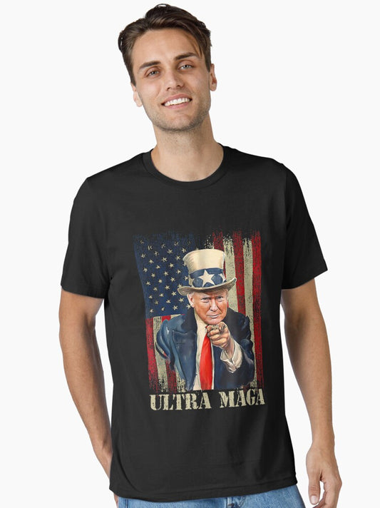 Ultra Mega King Trump Vintage American US Flag Anti Biden Essential T-Shirt