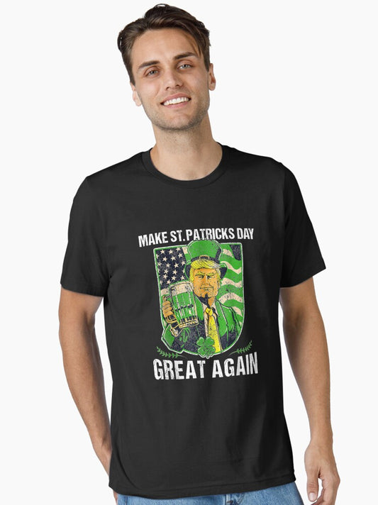Make St Patricks Day Great Again Funny Trump President Us Flag Essential T-Shirt