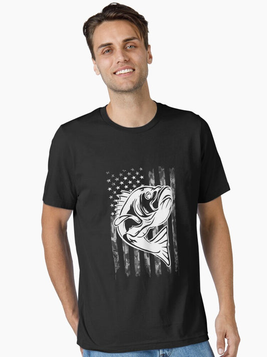 Vintage US Flag Fish 4th of July Fishing Patriot Fisherman Essential T-Shirt
