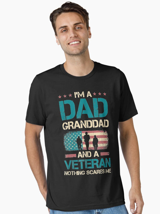 Mens Grandpa Granddad Veteran Usa Flag Vintage Themed Essential T-Shirt