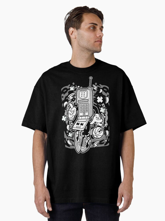 VINTAGE PHONE WITH SLIPPERS Oversized T-Shirt