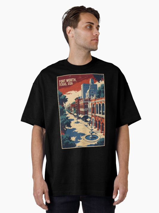 Fort Worth Texas USA Vintage Travel Tourism Oversized T-Shirt