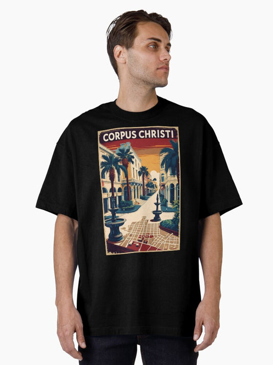 Corpus Christi Texas USA Vintage Travel Tourism Oversized T-Shirt