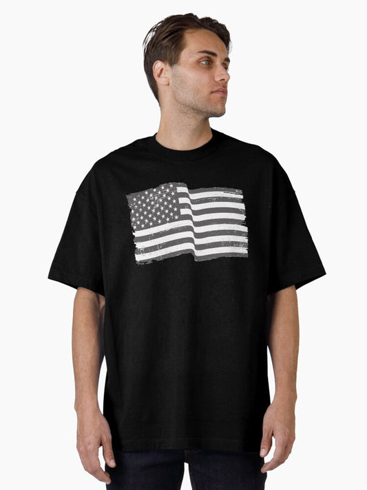 American Flag Black & White Oversized T-Shirt
