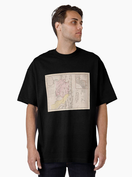 Old Belize Map (1786) Vintage Central America Country Atlas Oversized T-Shirt