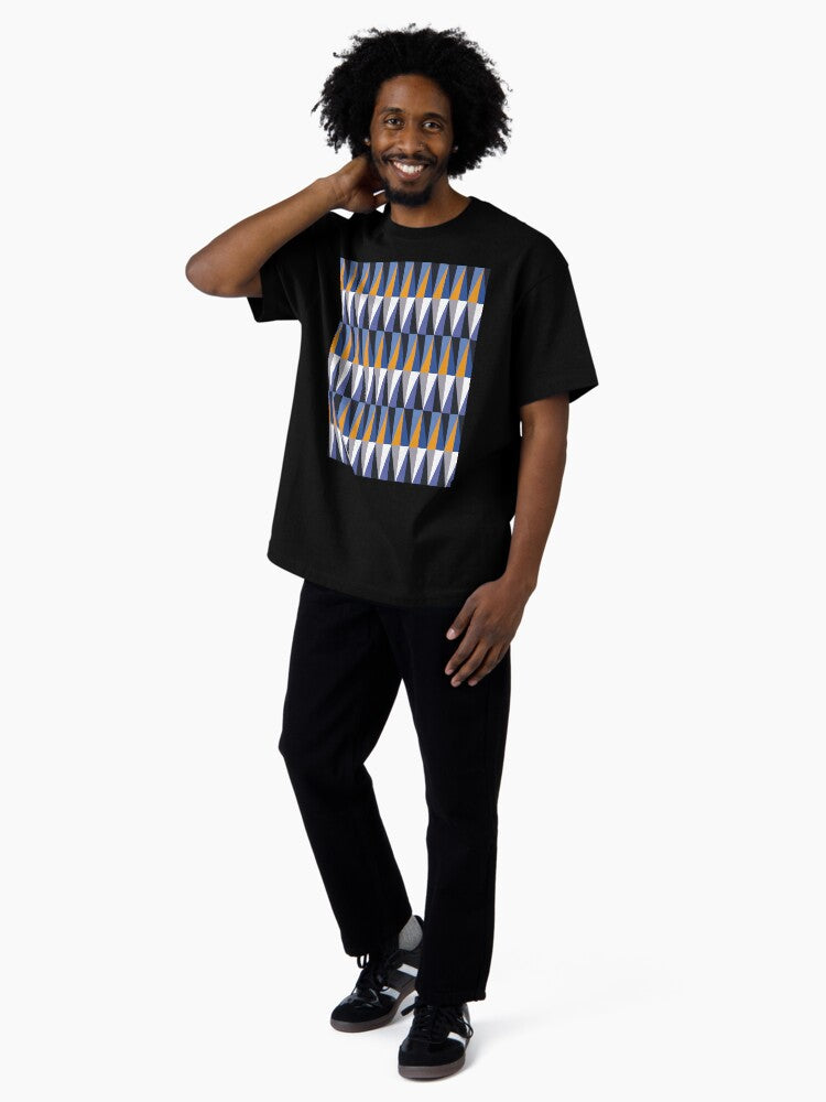 Harlequin Diamonds Blue Black Orange Grey Oversized T-Shirt
