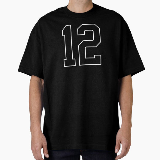 Black Number 12 lucky sports jersey twelve Oversized T-Shirt