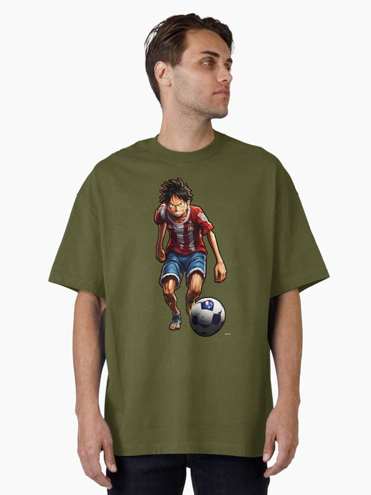 "Straw Hat Striker ⚽️" Luffy Playing Football. Oversized T-Shirt