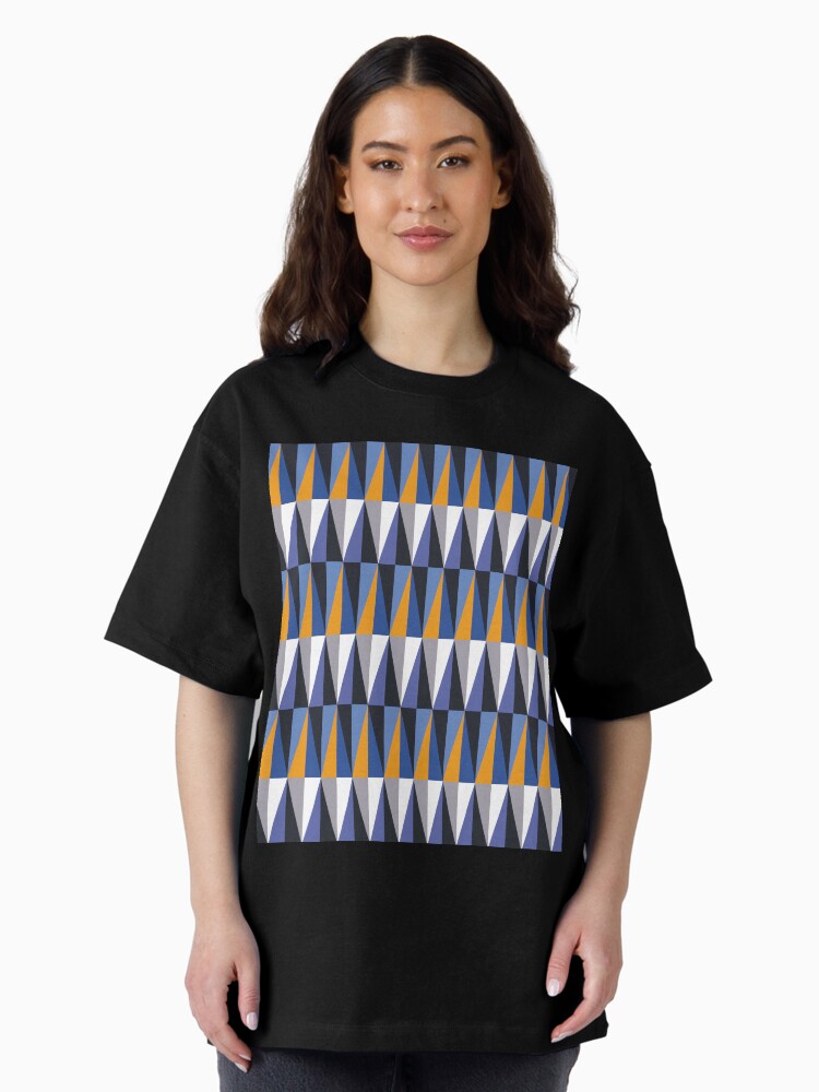 Harlequin Diamonds Blue Black Orange Grey Oversized T-Shirt
