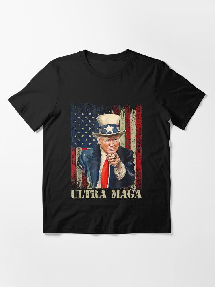 Ultra Mega King Trump Vintage American US Flag Anti Biden Essential T-Shirt
