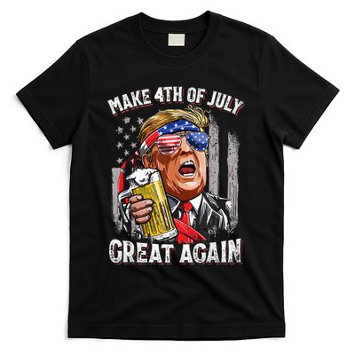 Trump Make 4th Of July Great Again Drinking Beer T-Shirt